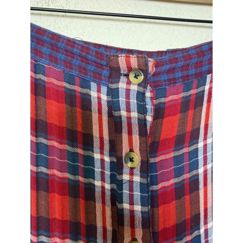 Urban Outfitters Jo Plaid Midi Skirt Red Blue Tartan Pencil S Grunge 90's Preppy - Picture 7 of 15